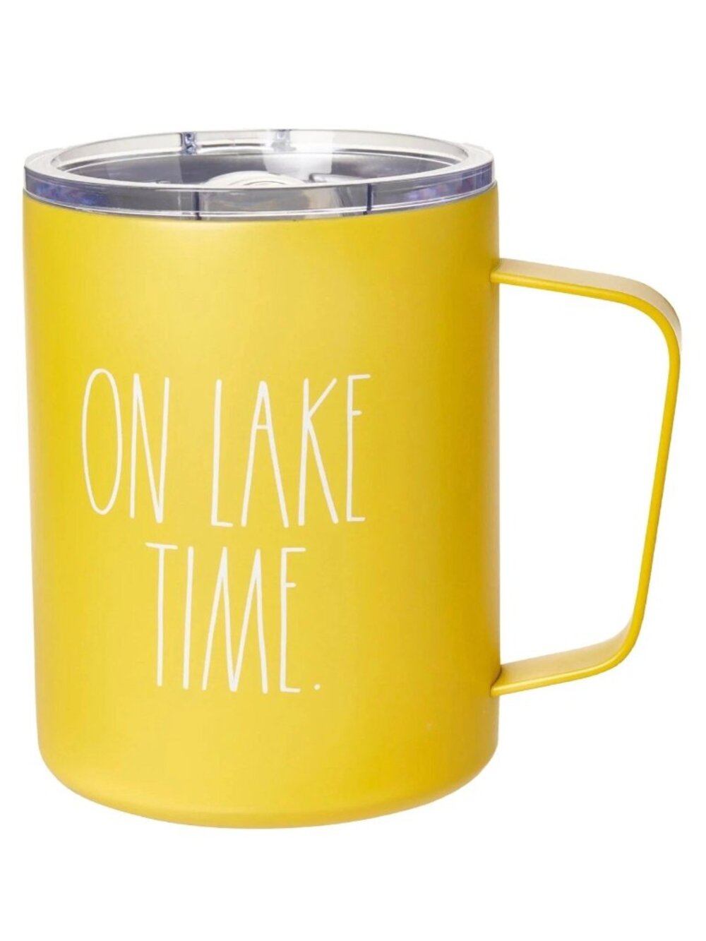 Rae Dunn “On Lake Time” Insulated Coffee Mug Yellow Brand-New X 2 - Picture 2 of 2